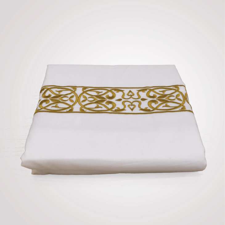 Duvet Cover  White 100% Cotton 200TC W/Golden - Image 3