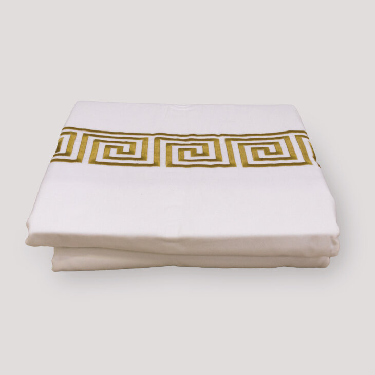 Duvet Cover  White 100% Cotton 200TC W/Golden-2 - Image 3