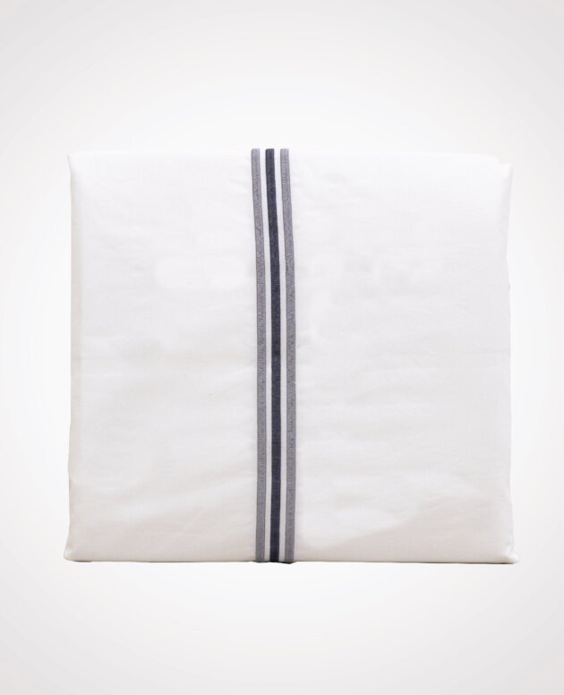 Duvet Cover White W/3 Grey Line Emb. 100% Cotton 200TC