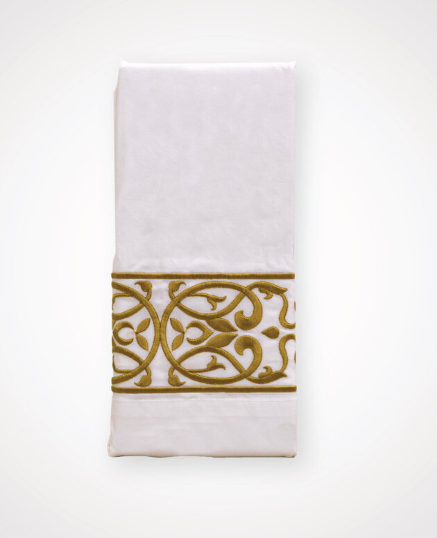 Pillow Case White 2 pcs. Set with Golden Emblem