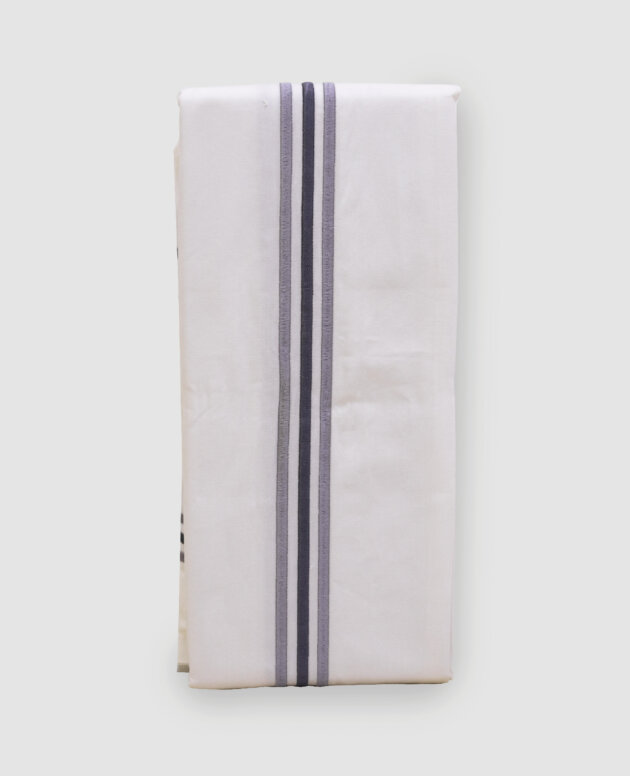 Pillow Case White 2 pcs. Set  With Gray 3 Line Emblem
