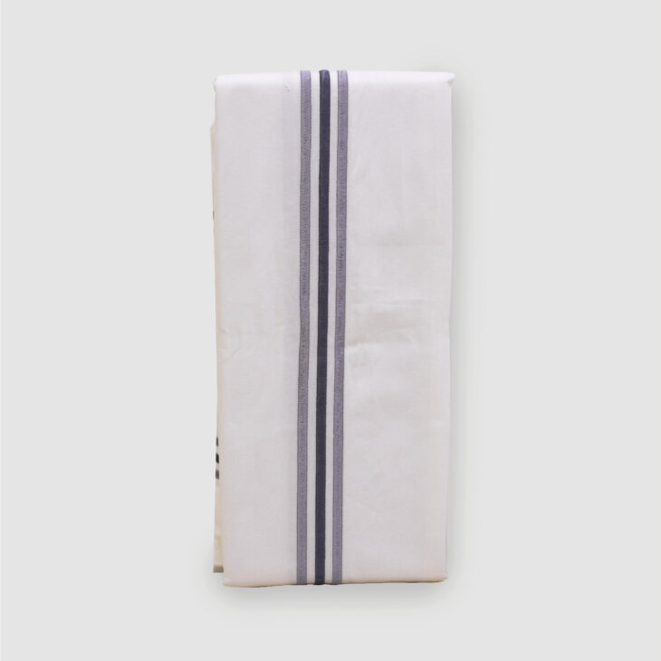 Pillow Case White 2 pcs. Set  With Gray 3 Line Emblem